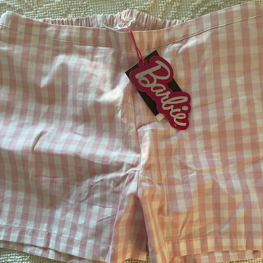 Zara Barbie collab pink gingham shorts